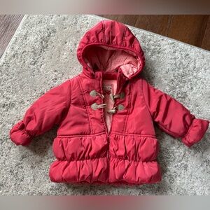 Baby coat jacket with detachable hood. Used once, like new! Size 4-6 months